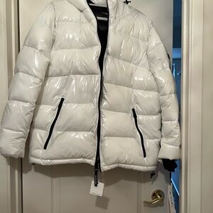 Brand new with tags Calvin Klein white shiny puffer jacket size L
